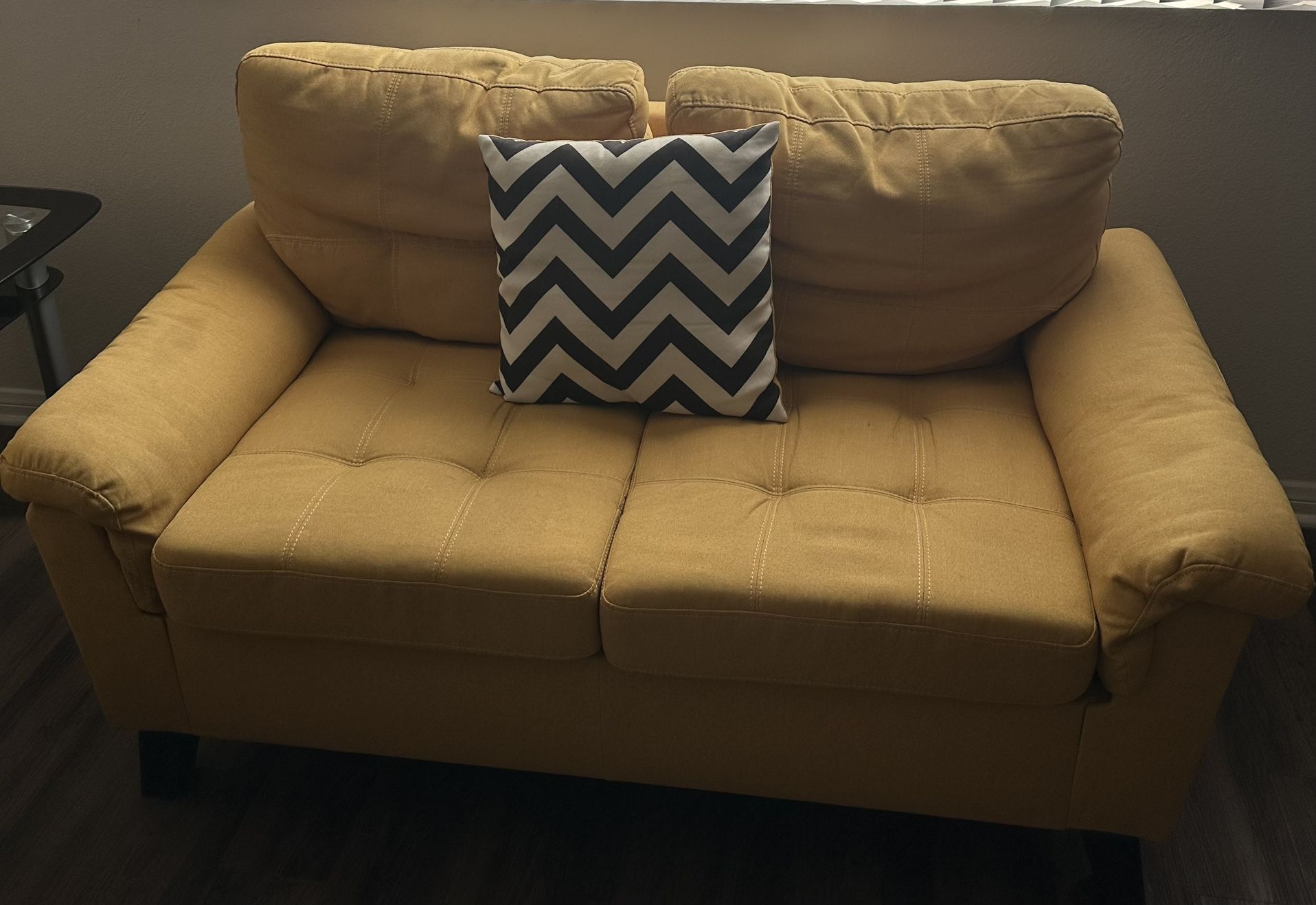 Modern Mustard Yellow Loveseat Sofa