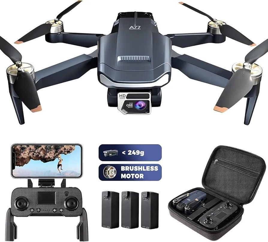 Super Enduring Brushless Motor Drone with 84 Mins Super Long Flight Time, Drone with 4K HD Camera for Beginners, CHUBORY A77 WiFi FPV Quadcopter, Foll