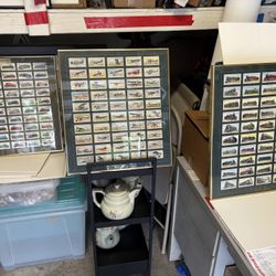 3 FRAMED COLLECTIBLES (ALL FOR ONE TOTAL PRICE 👍👍) VINTAGE ENGLISH CIGARETTE CARD COLLECTIONS  ( AIRPLANES, LOCOMOTIVES, AUTOS) LOW PRICE- Rare ☝️🙌