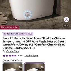 Brand New Smart Toilet w/ Bidet, Heated Seat, Auto Flush & Dryer – Casta Diva A200T-S