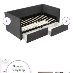 Gray Twin Size Day Bed with 2 Drawers for Storage 