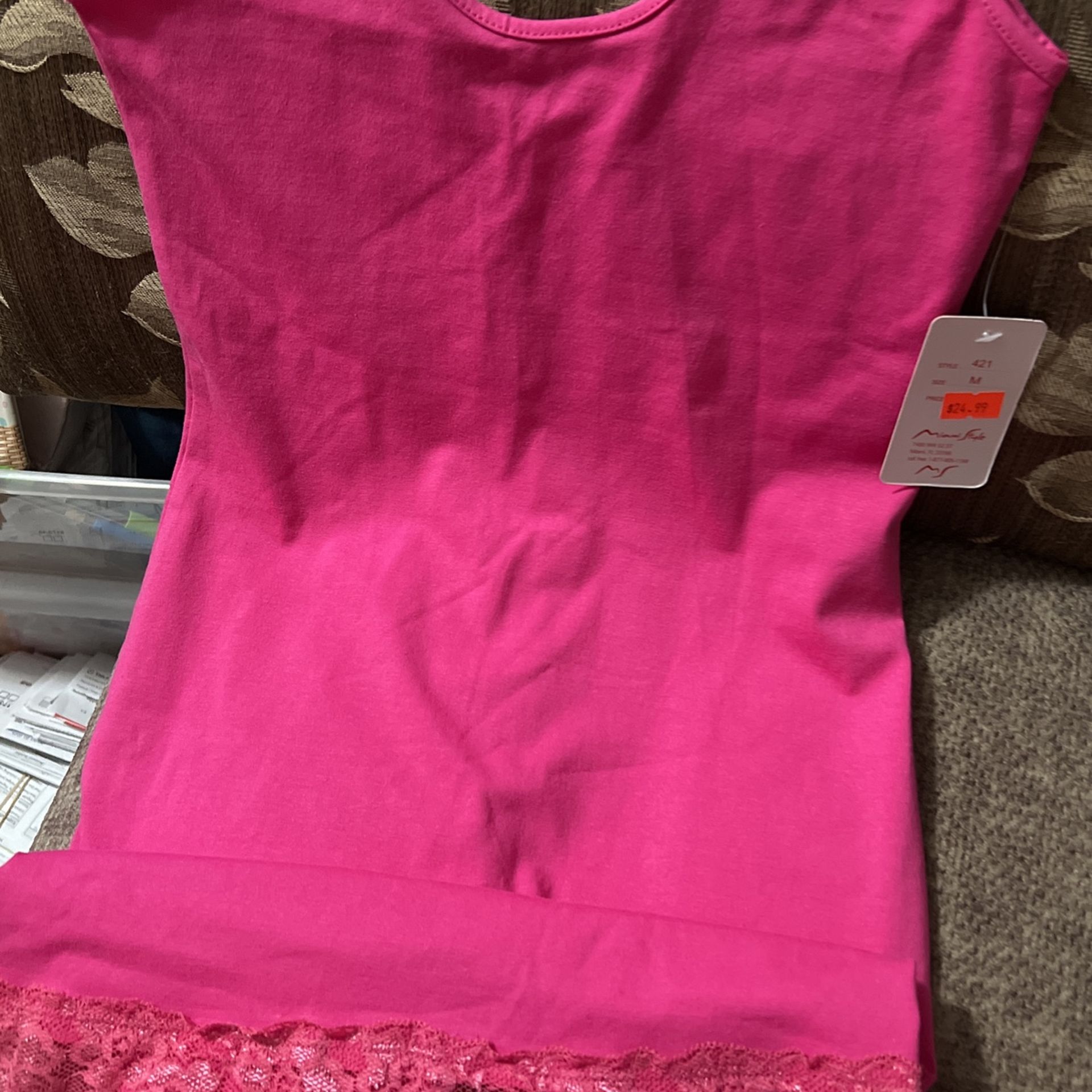 Pretty!! New! Hot Pink Miami Style Long Dress/Shirt Pull Over