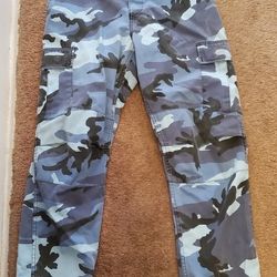 Blue Camo Military Cargo Pant
