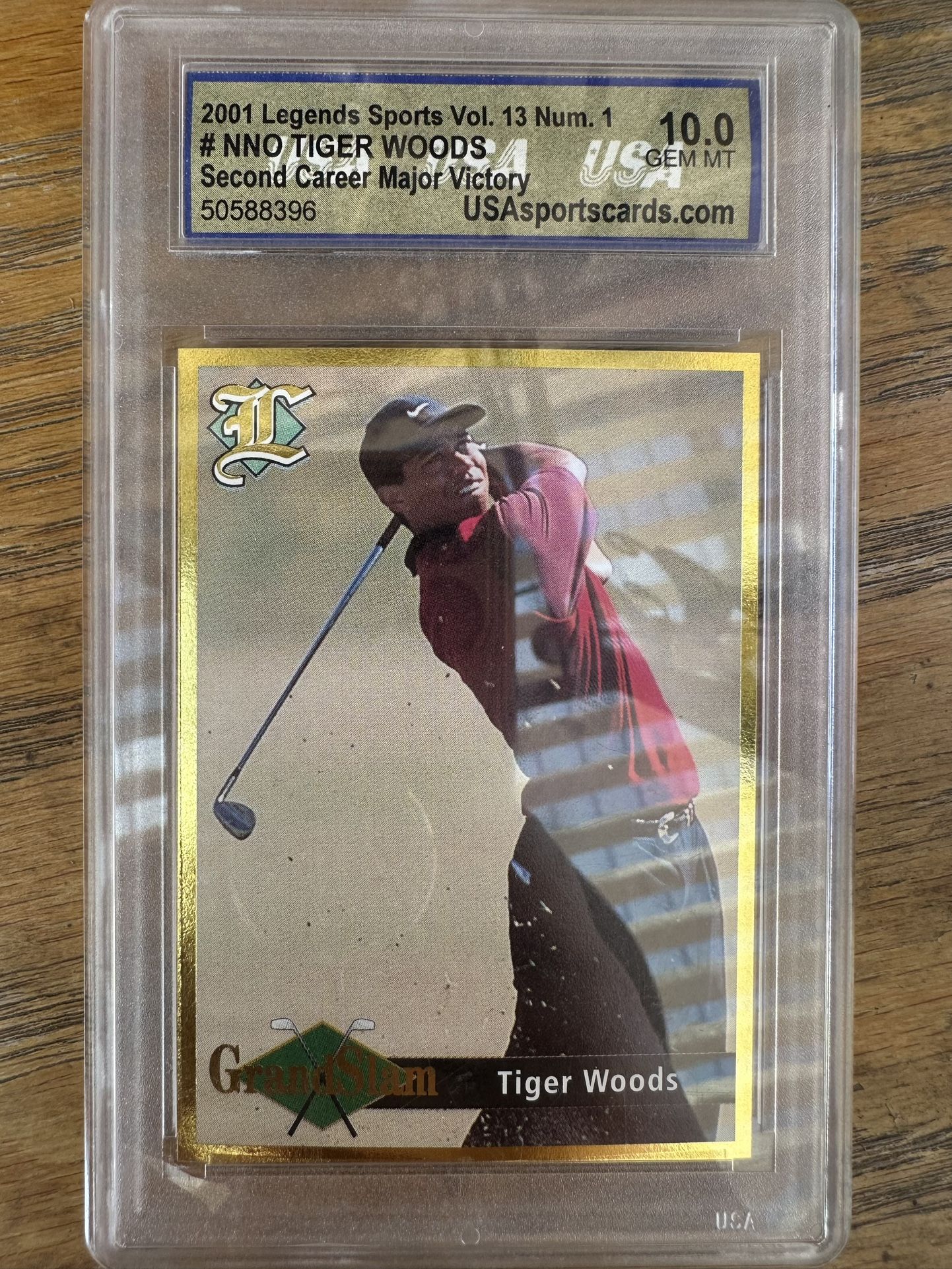 2- Tiger Woods 2001 Legends Grand Slam Grade 10 Gem Mint