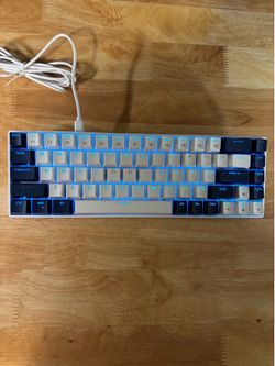 MAGEGEE MK-BOX 68-Key Wired Mechanical Keyboard USB-C Backlit, Whitish Blue.