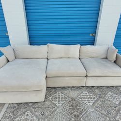 Beige Crate and Barrel 3 Seater Chaise Sectional $650