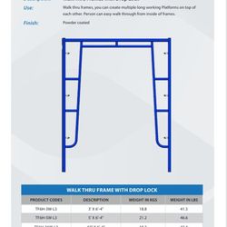 5'W x 6'-4"T
WalkThru Scaffold Set