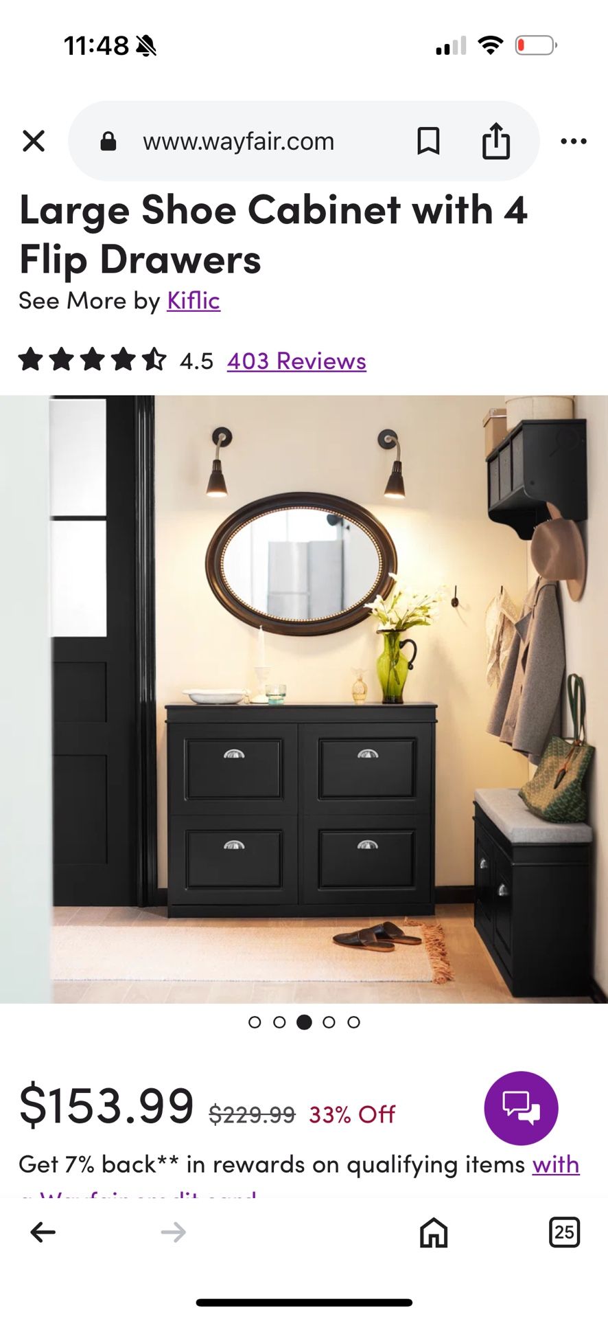 Large Shoe Cabinet with 4 Flip Drawers