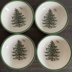 Spode Christmas Tree Cereal Oatmeal Bowls 6-1/4"  Set of 4 Unused Made in China