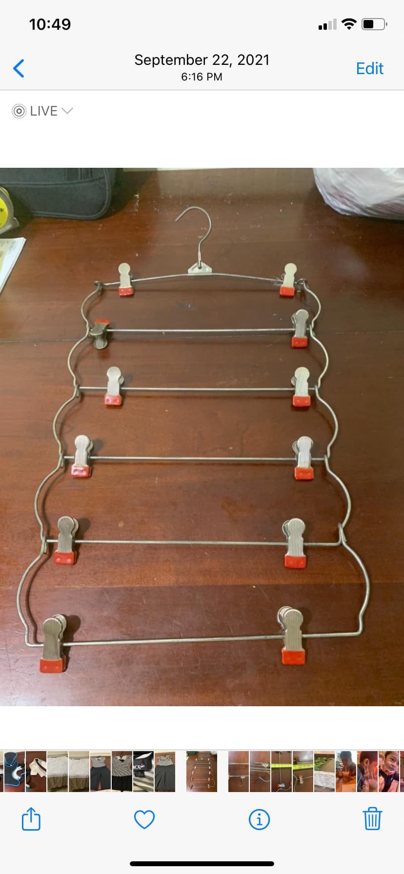 Vintage Skirt Hanger 6 Tier Metal Rack Red Clips designed closet organization
