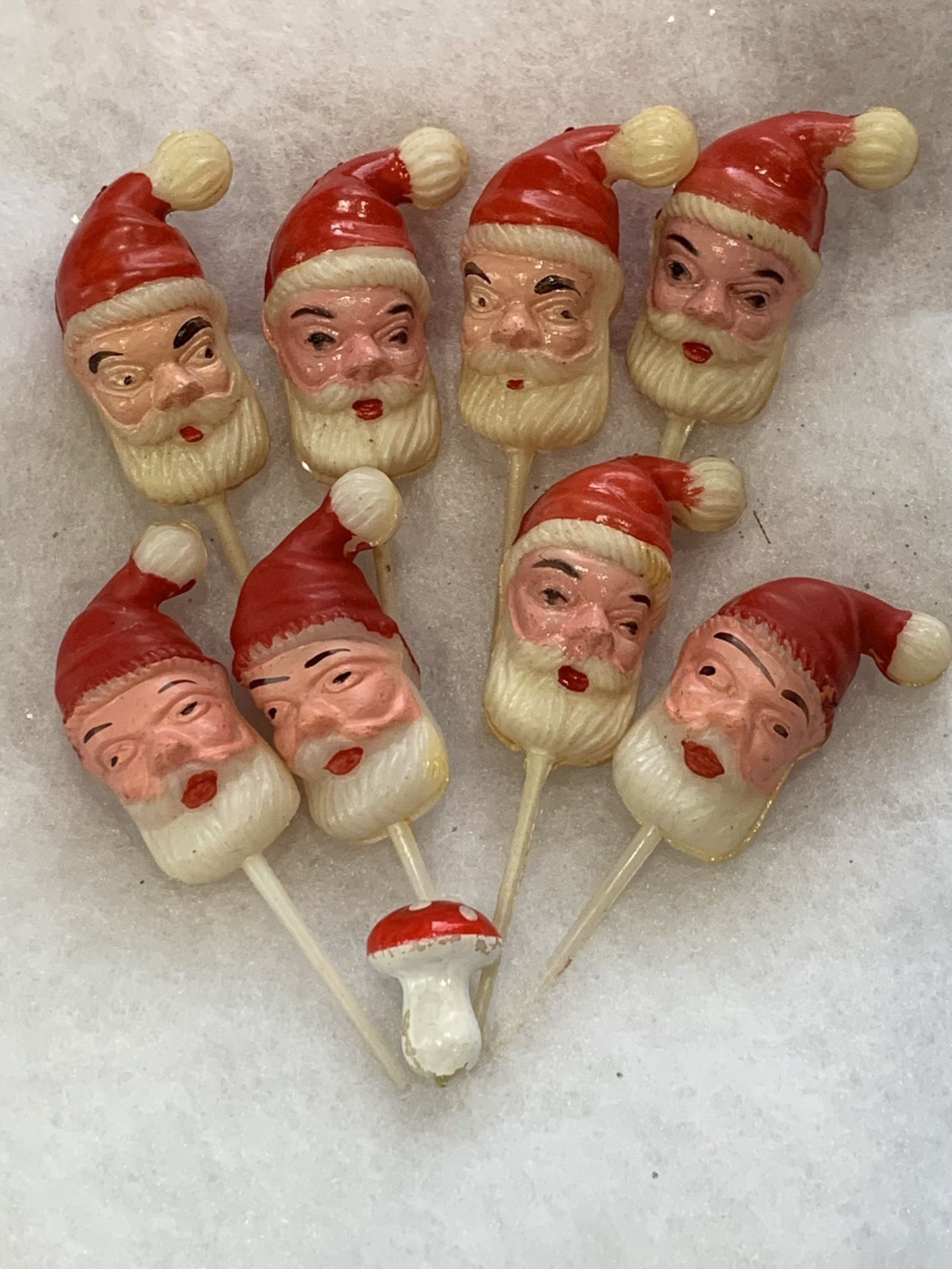 Vintage Santa Claus Cake Toppers Plastic Holiday Christmas Seasonal