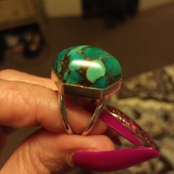 925.Silver. Real Turquoise Rings Size 7