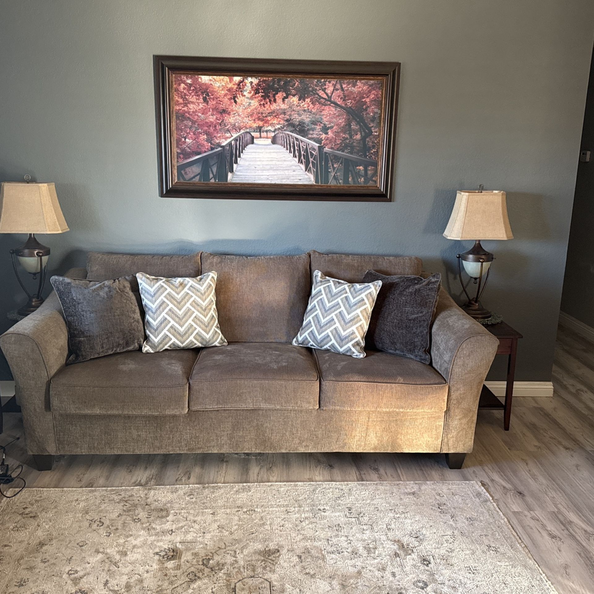 Dark Olive Green Couch And Love Seat