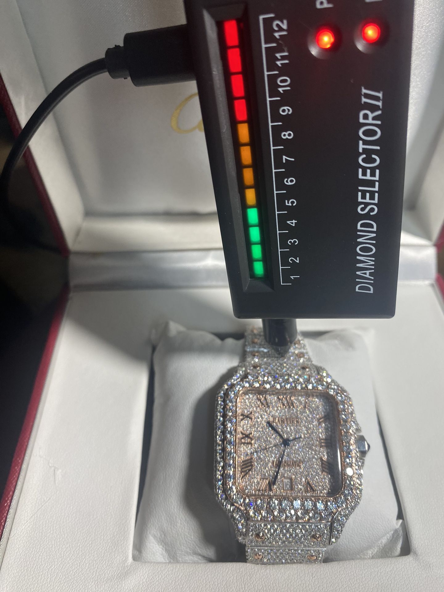 Moissanite Cartier Vvs men’s Simulated Diamond Watch With Stainless Steel Case