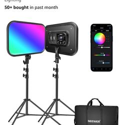 NEEWER RGB168 LED Panel Light Kit – 2 Pack with Tripods + Carrying Bag
