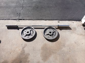 Weights Metal Olimpic 2.45 & Bar 6ft 36 Lb