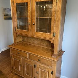 Oak Hutch Cabinet Set 