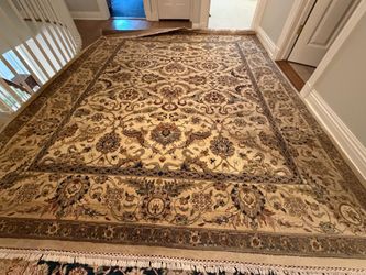 Gorgeous Large Wool Area Rug 10” x 97” handmade Jaipur Smoke free household