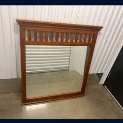 Elegant Dark Brown Finished Wood Dresser Mirror - Timeless Style Meets Functionality 