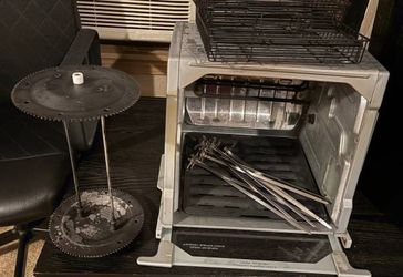 Set it and Forget it Rotisserie with kabob skewers and two baskets