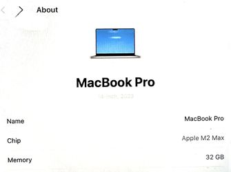 MacbookPro 2023 M2 Max 32GB Ram 1TB Grey In Color