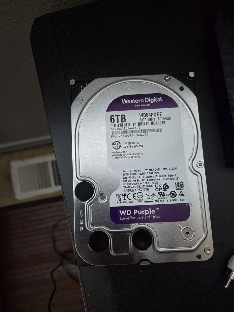 WD 6TB SURVEILLANCE HARD DRIVE 
