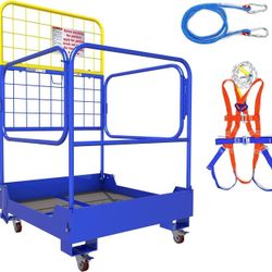 Forklift Safety Cage, 36"x36" Foldable Work Platform 1150LB, Safe Man Basket Construction Lift Basket of Heavy Steel with Four Guardrails