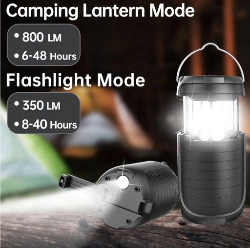 5000 Large Capacity Solar Hand Crank Flashlight with 8H Play Time, Survival Light, USB Charger for Cellphone, Portable Solar Camping Light