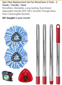 Spin Mop Replacement Set – 2 Heads, Handle & Base