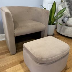 COLAMY Upholstered Velvet Barrel Accent Chair 