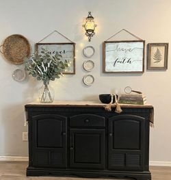 Modern Two-tone black and natural wood Sideboard / Buffet– delivery available for a fee