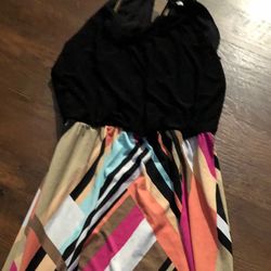 Long Multi pattern Dress With Necklace Included
