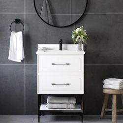 allen + roth Renzo 24-in White Undermount Single Sink Bathroom 