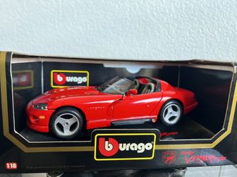 Burago Red Dodge Viper 1992 RR/10 Die Cast Metal 1:18