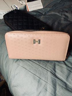 Halston Pink Monogram Zip-Around Wallet