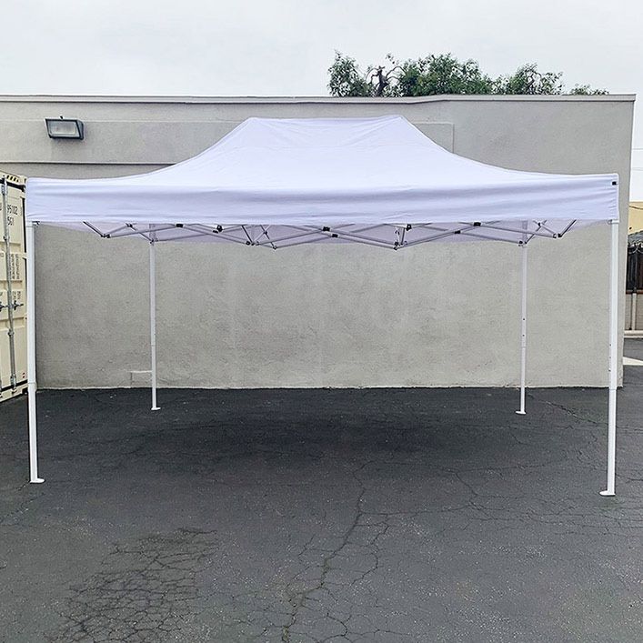 (NEW) $155 Heavy-Duty 10x15 FT Outdoor Ez Pop Up Canopy Party Tent Instant Shades w/ Carry Bag (White, Blue) 
