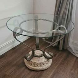 Glass table w/ stone bottom