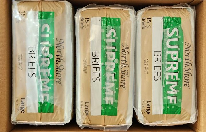 NorthShore Supreme Briefs, Large, 15 Count