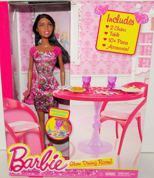 Barbie Glam Dining Room Doll Chairs Table 10 Pieces Clothes Accessories For In Lynnwood Wa Offerup