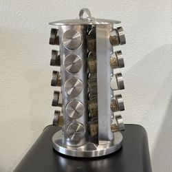 ✨ 20 Pc Stainless Steel Spice Rack with Glass Jars