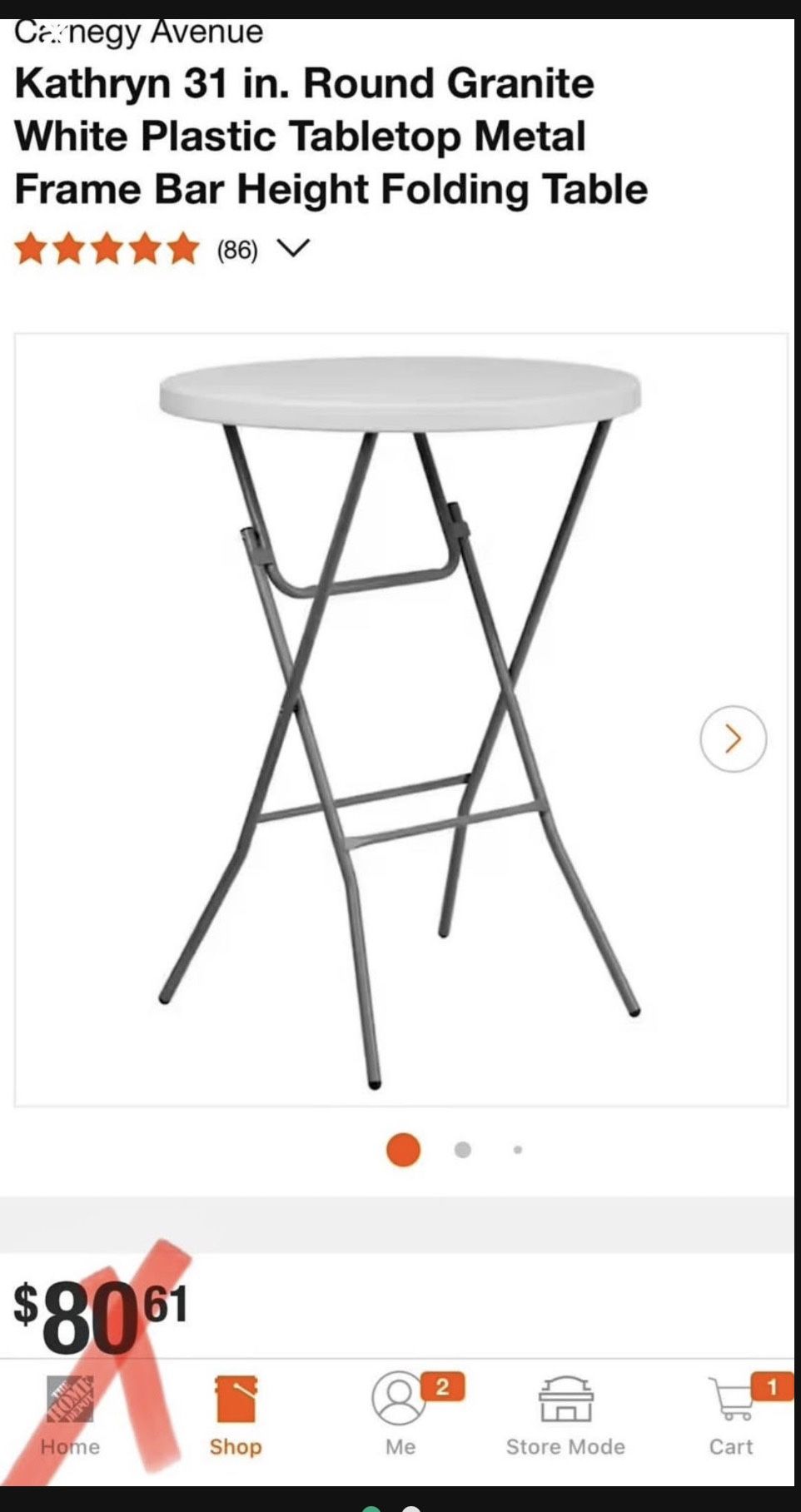 Foldable round table 31”