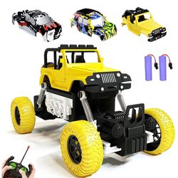RC Cars Rechargeable Remote Control Car Off Road Truck Hobby RC Crawlers Toy for Kids Boys Girls Gift 27 MHz High Speed Stunt Vehicle with 2 Rechargea