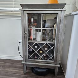 Silver Mirrored Bar Cabinet 