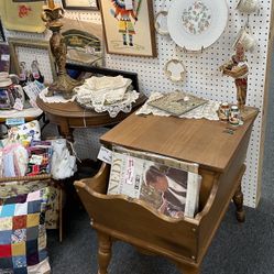 End Table Vintage Storage Cubby 