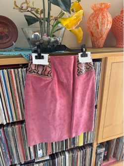 PRICE DROP: NW/OT, EREZ, MADE in the USA, lined, ZIP-FRONT SUEDE SKT w/SNAKE, 4