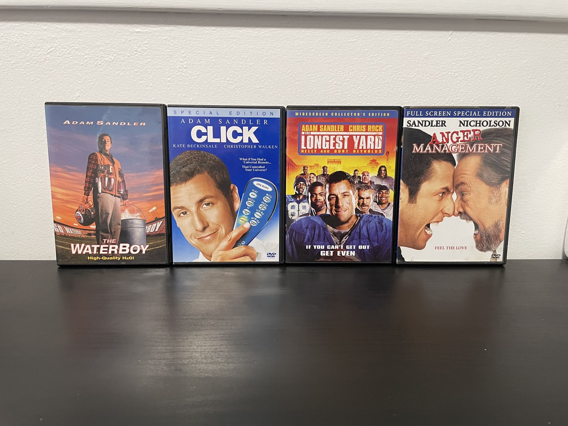 Adam Sandler 4 DVD Bundle WaterBoy Click Longest Yard Anger Management Comedy