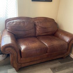 National Geographic Leather Loveseat