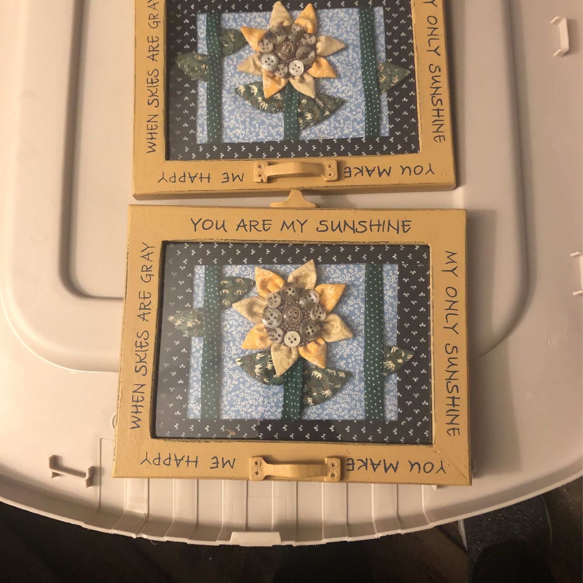 Two you are my sunshine button quilted wall decor, new