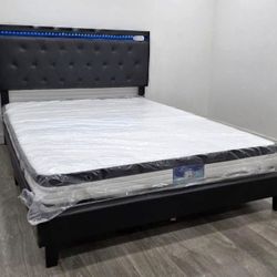 Queen Size Bed Whit Mattress - Cama Tamaño Queen Con Colchón 
