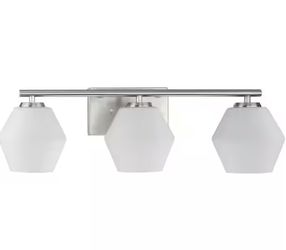 Modern 3-Light Bathroom Vanity Light – Brushed Nickel w/ Opal Glass Shades